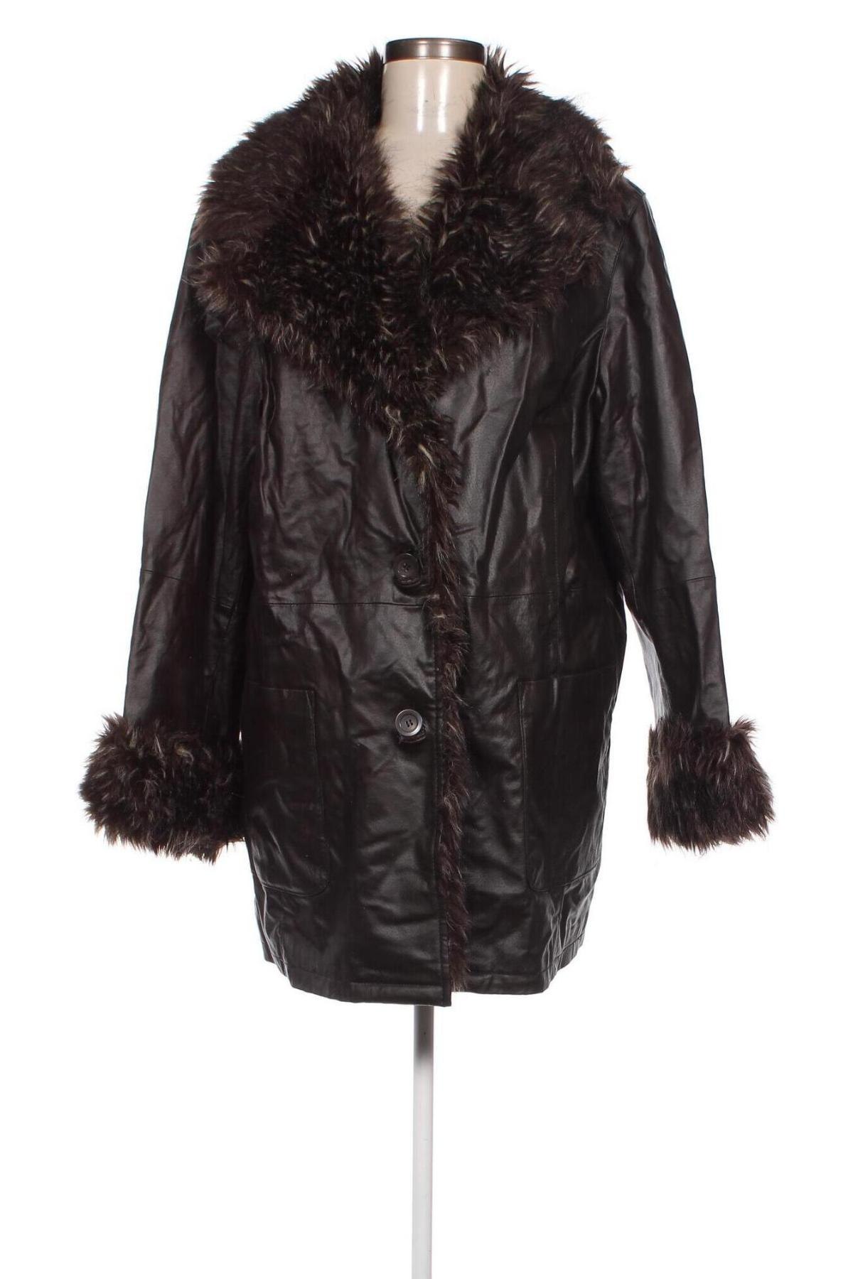 Дамско кожено палто, Размер M, Цвят Кафяв, Цена 107,25 лв.