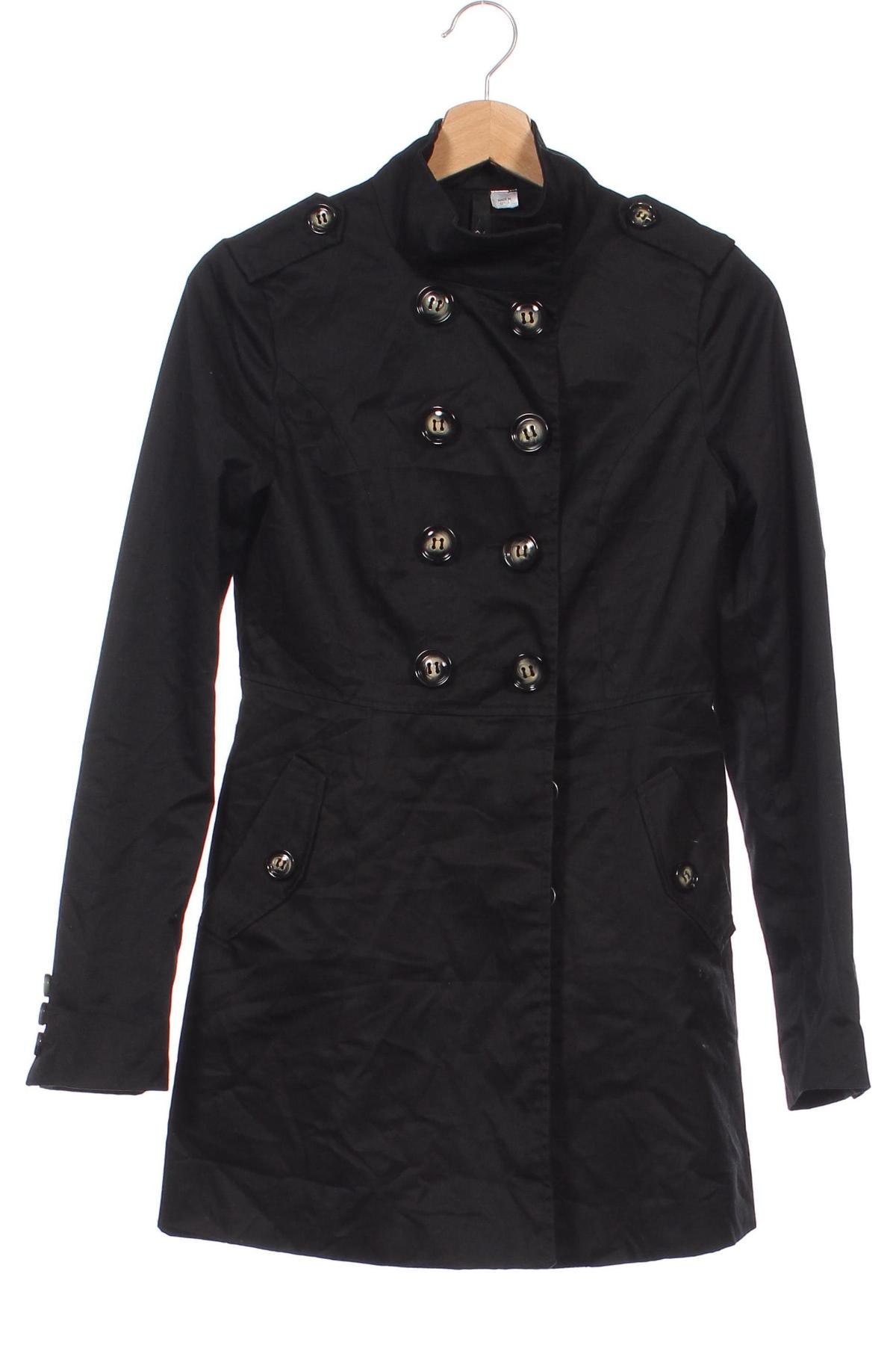 Дамско палто H&M Divided, Размер XS, Цвят Черен, Цена 35,20 лв.