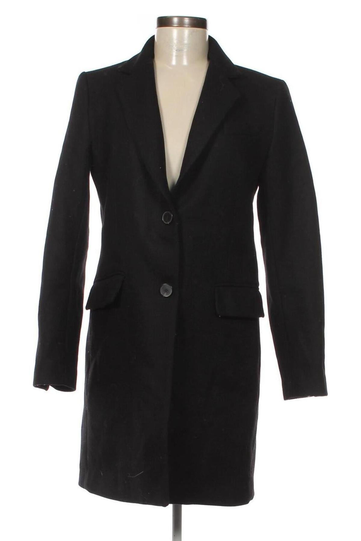 Дамско палто Zara, Размер M, Цвят Черен, Цена 44,20 лв.