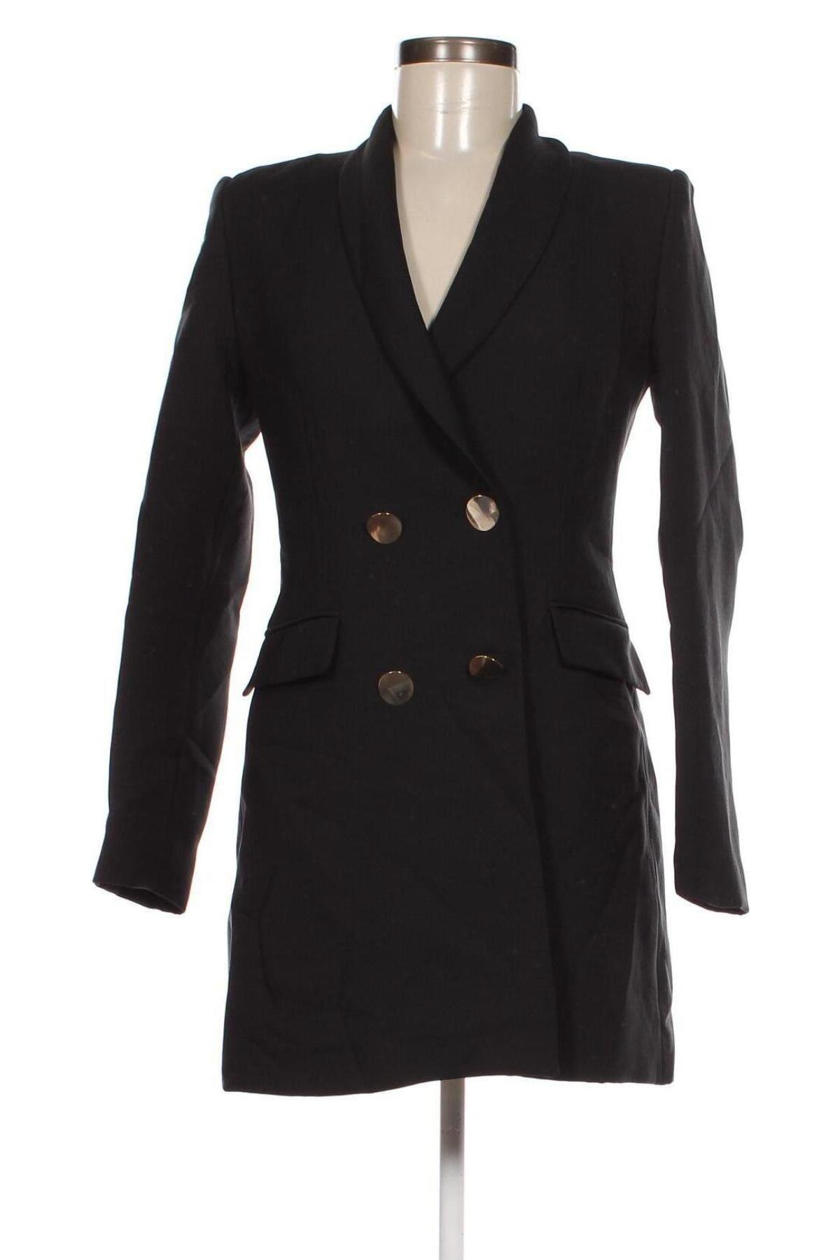 Дамско палто Zara, Размер S, Цвят Черен, Цена 30,25 лв.