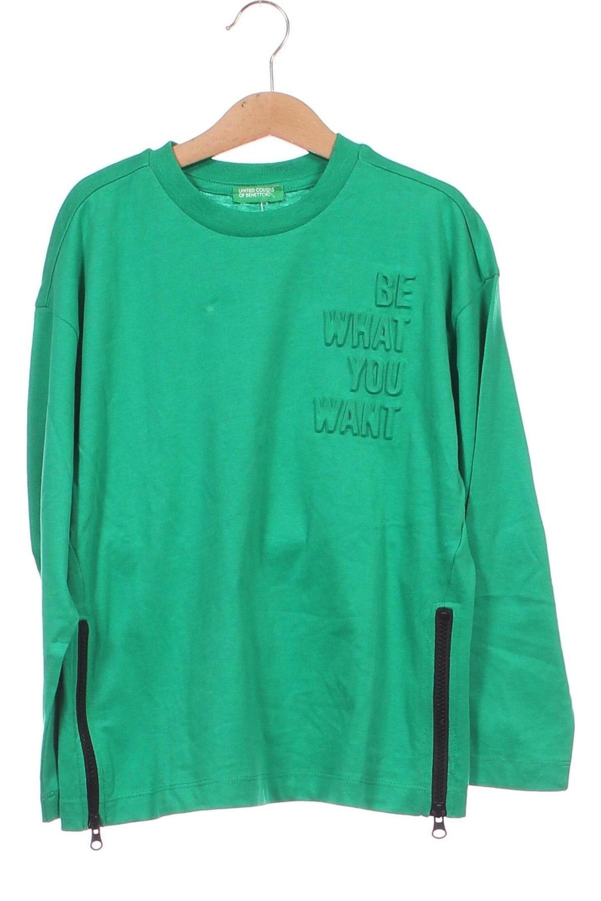 Παιδική μπλούζα United Colors Of Benetton, Μέγεθος 7-8y/ 128-134 εκ., Χρώμα Πράσινο, Τιμή 13,15 €