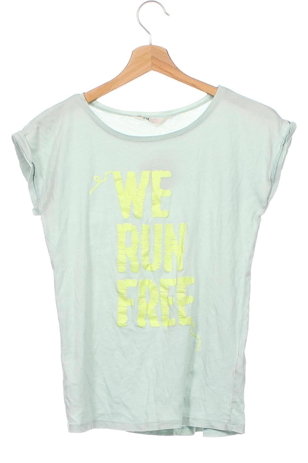 Dziecięcy T-shirt H&M, Rozmiar 10-11y/ 146-152 cm, Kolor Zielony, Cena 27,59 zł