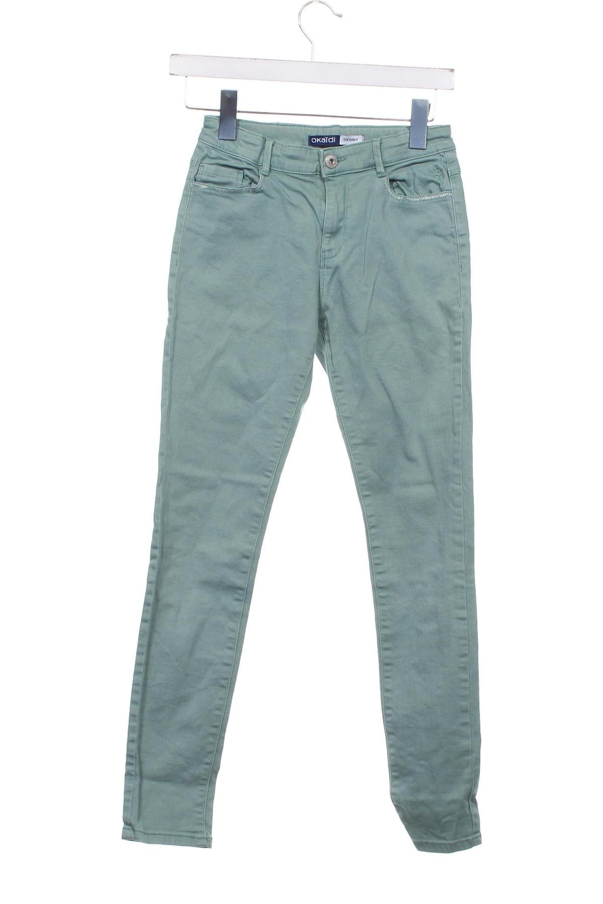 Kinderjeans Okaidi, Größe 11-12y/ 152-158 cm, Farbe Grün, Preis 16,37 €