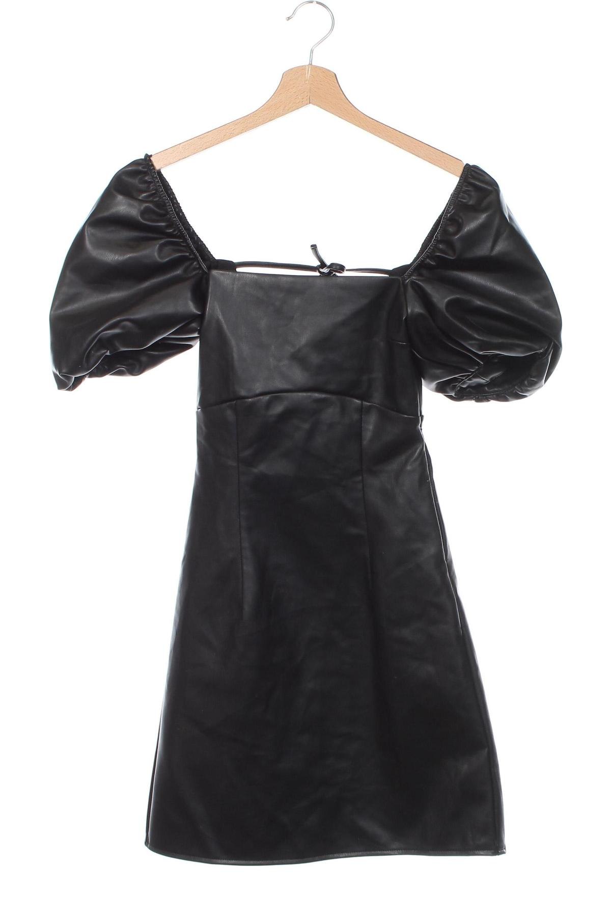 Кожена рокля H&M Divided, Размер XXS, Цвят Черен, Цена 20,70 лв.