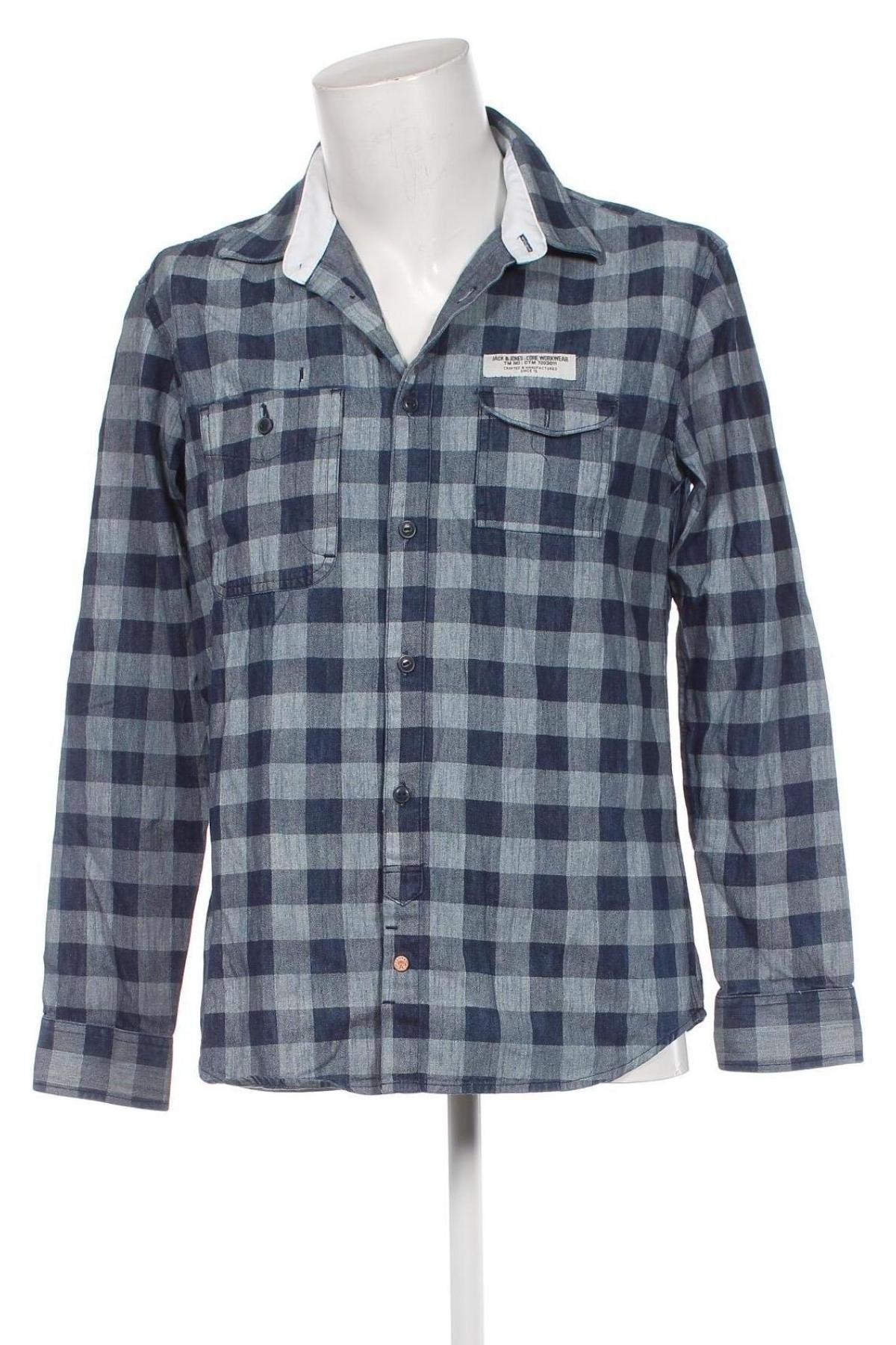Мъжка риза Core By Jack & Jones, Размер M, Цвят Син, Цена 17,00 лв.