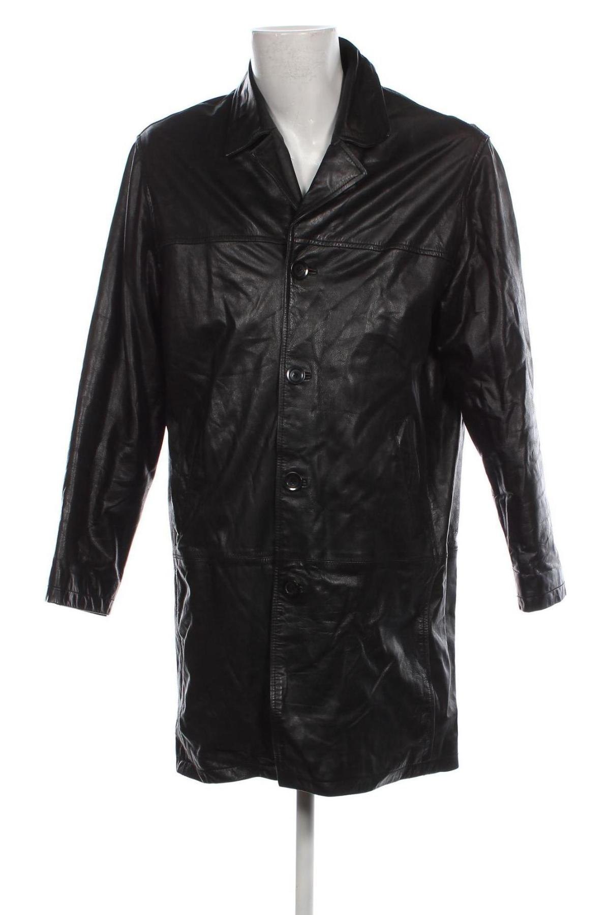 Мъжко кожено яке, Размер XL, Цвят Черен, Цена 101,65 лв.