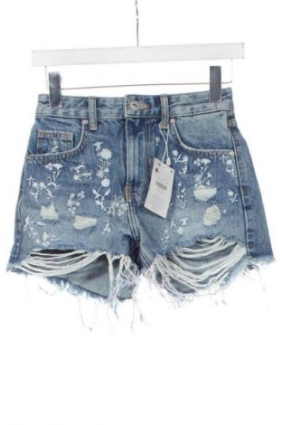 Дамски къс панталон Bershka, Размер XXS, Цвят Син, Цена 36,10 лв.