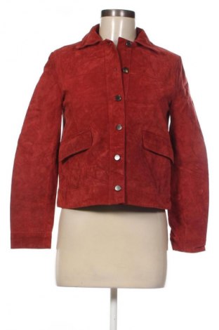 Дамско кожено яке Zara, Размер S, Цвят Червен, Цена 89,99 лв.