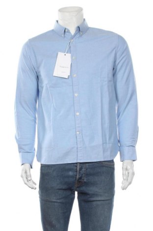 Мъжка риза Knowledge Cotton Apparel, Размер M, Цвят Син, 97% памук, 3% еластан, Цена 55,60 лв.