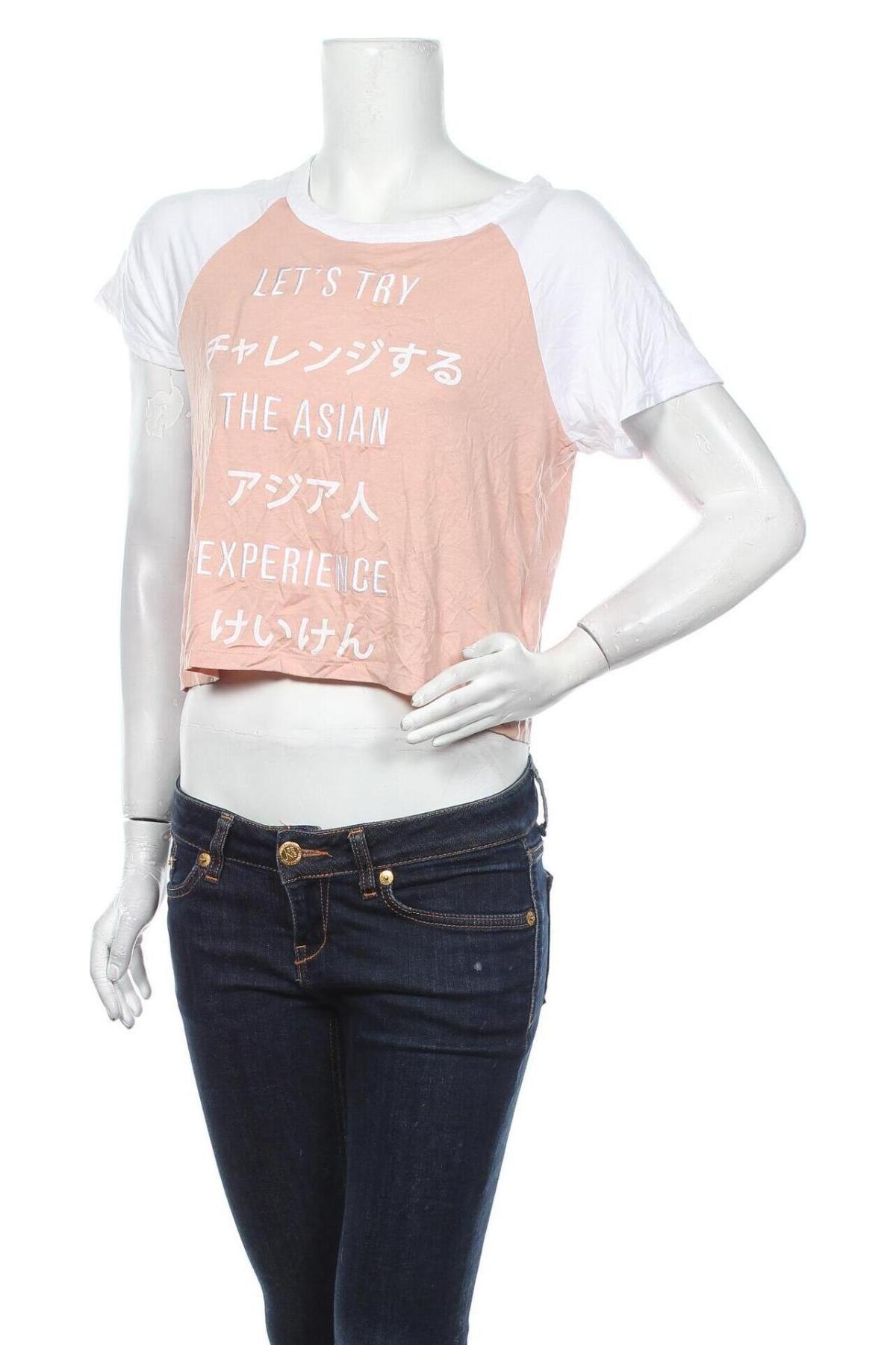 Γυναικείο t-shirt Jennyfer, Μέγεθος L, Χρώμα Ρόζ , 96% βισκόζη, 4% ελαστάνη, Τιμή 4,49 €