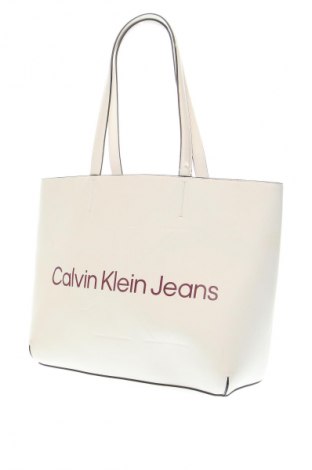 Дамска чанта Calvin Klein Jeans, Цвят Екрю, Цена 93,29 лв.