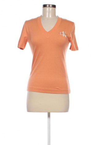 Damen T-Shirt Calvin Klein Jeans, Größe XS, Farbe Orange, Preis 16,49 €