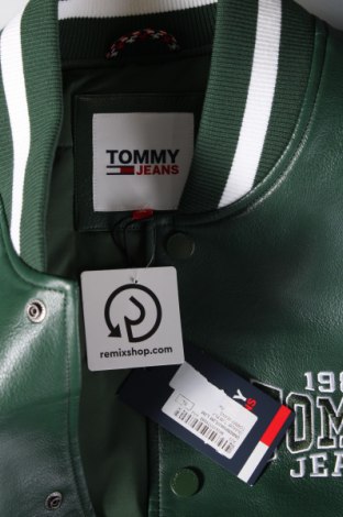 Ανδρικό δερμάτινο μπουφάν Tommy Jeans, Μέγεθος XL, Χρώμα Πράσινο, Τιμή 185,49 €