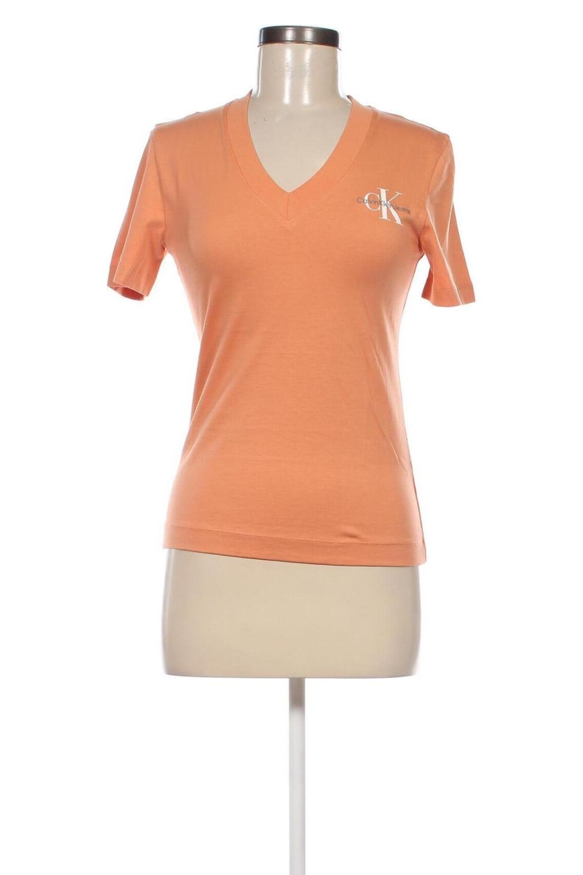 Damen T-Shirt Calvin Klein Jeans, Größe XS, Farbe Orange, Preis 20,49 €