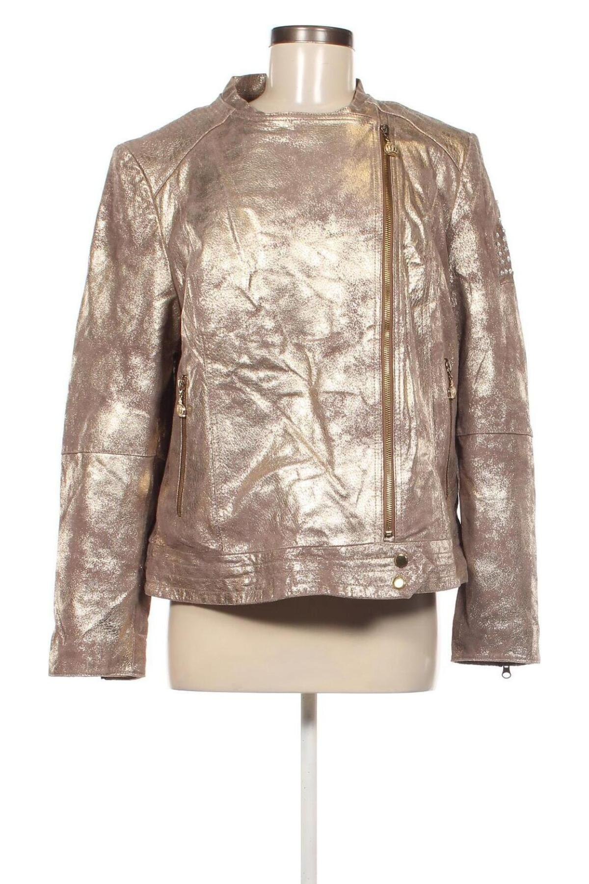 Damen Lederjacke Pompoos Design By Harald Gloockler, Größe XXL, Farbe Golden, Preis € 157,27