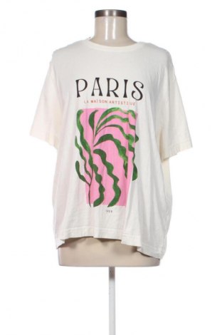 Damski T-shirt H&M, Rozmiar XL, Kolor ecru, Cena 39,08 zł