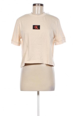 Γυναικείο t-shirt Calvin Klein Jeans, Μέγεθος L, Χρώμα  Μπέζ, Τιμή 37,71 €