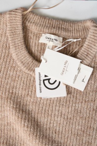 Damski sweter Grace & Mila, Rozmiar L, Kolor Beżowy, Cena 64,99 zł