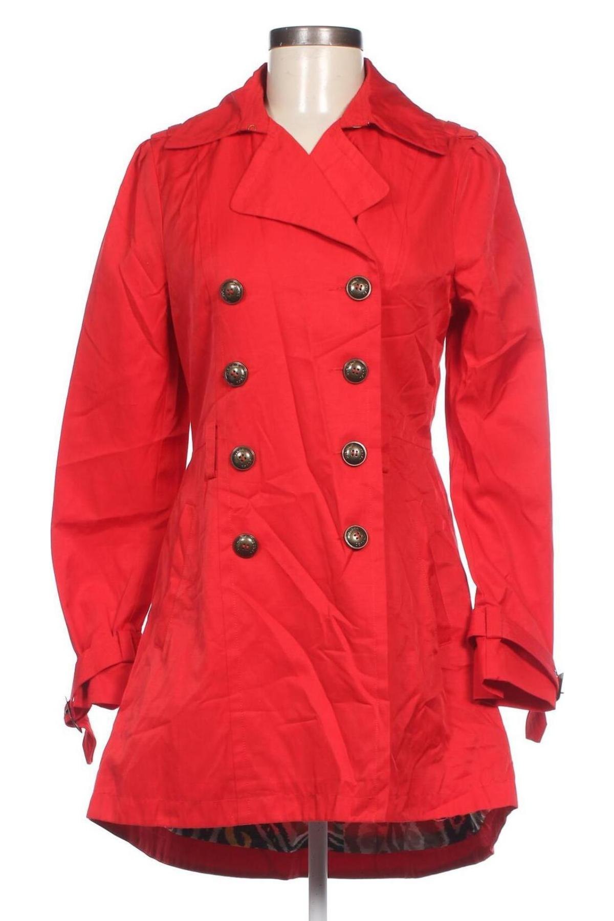 Damen Trenchcoat Black Rivet, Größe S, Farbe Rot, Preis 47,32 €