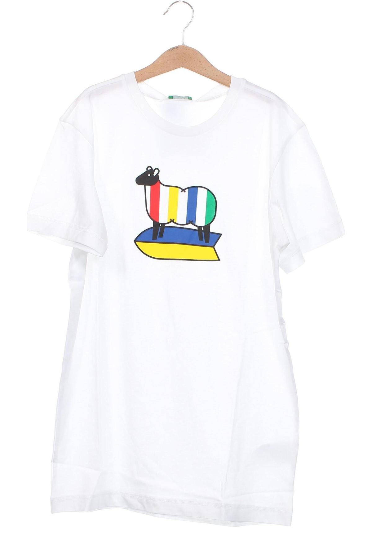 Kinder T-Shirt United Colors Of Benetton, Größe 14-15y/ 168-170 cm, Farbe Weiß, Preis 17,53 €