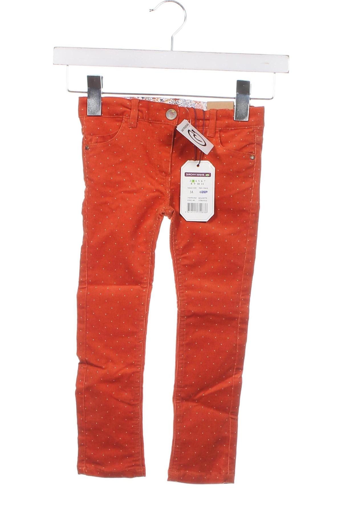 Pantaloni de catifea reiată, pentru copii Sergent Major, Mărime 2-3y/ 98-104 cm, Culoare Portocaliu, Preț 67,99 Lei