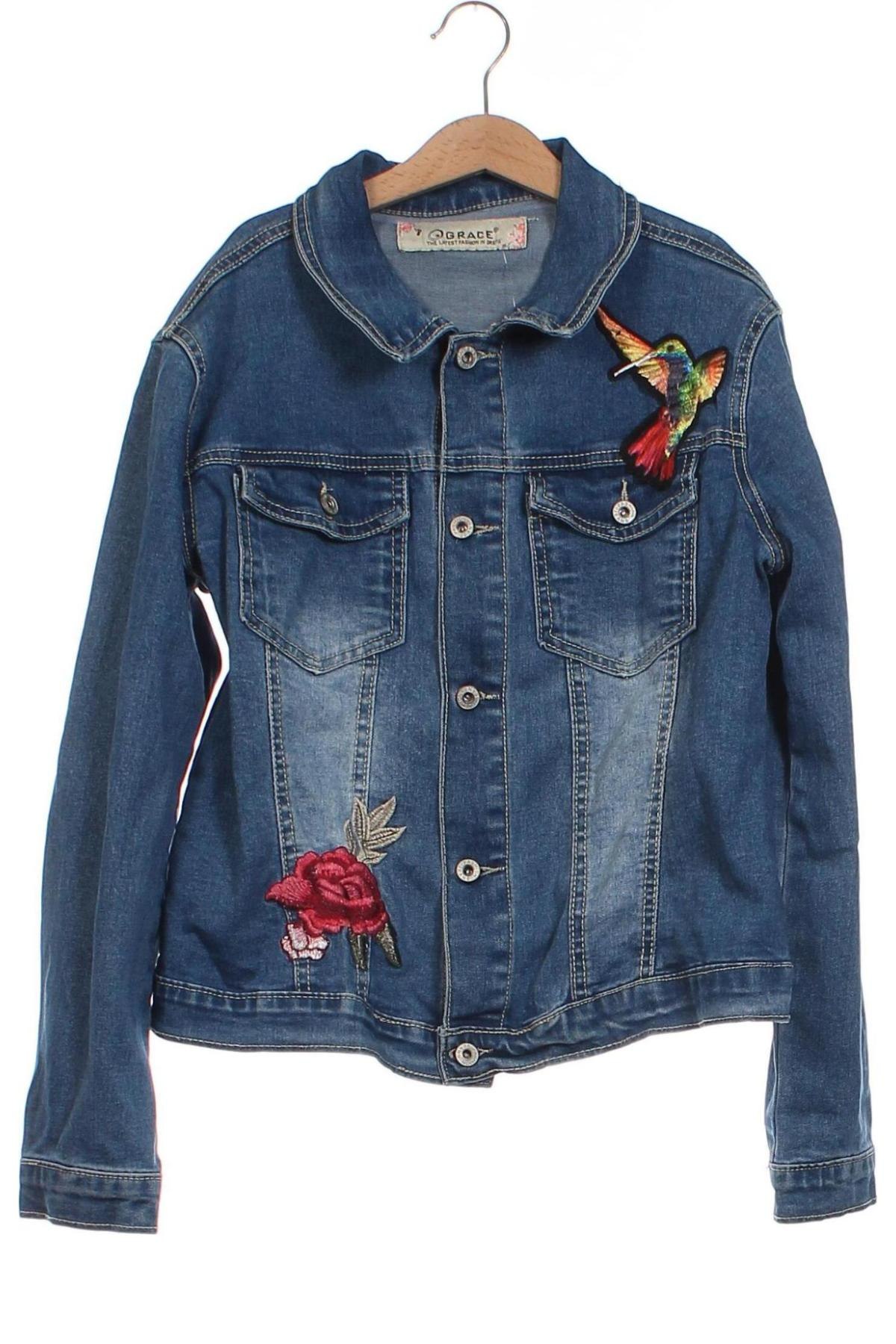 Kinder Jeansjacke Girls, Größe 11-12y/ 152-158 cm, Farbe Blau, Preis € 17,39