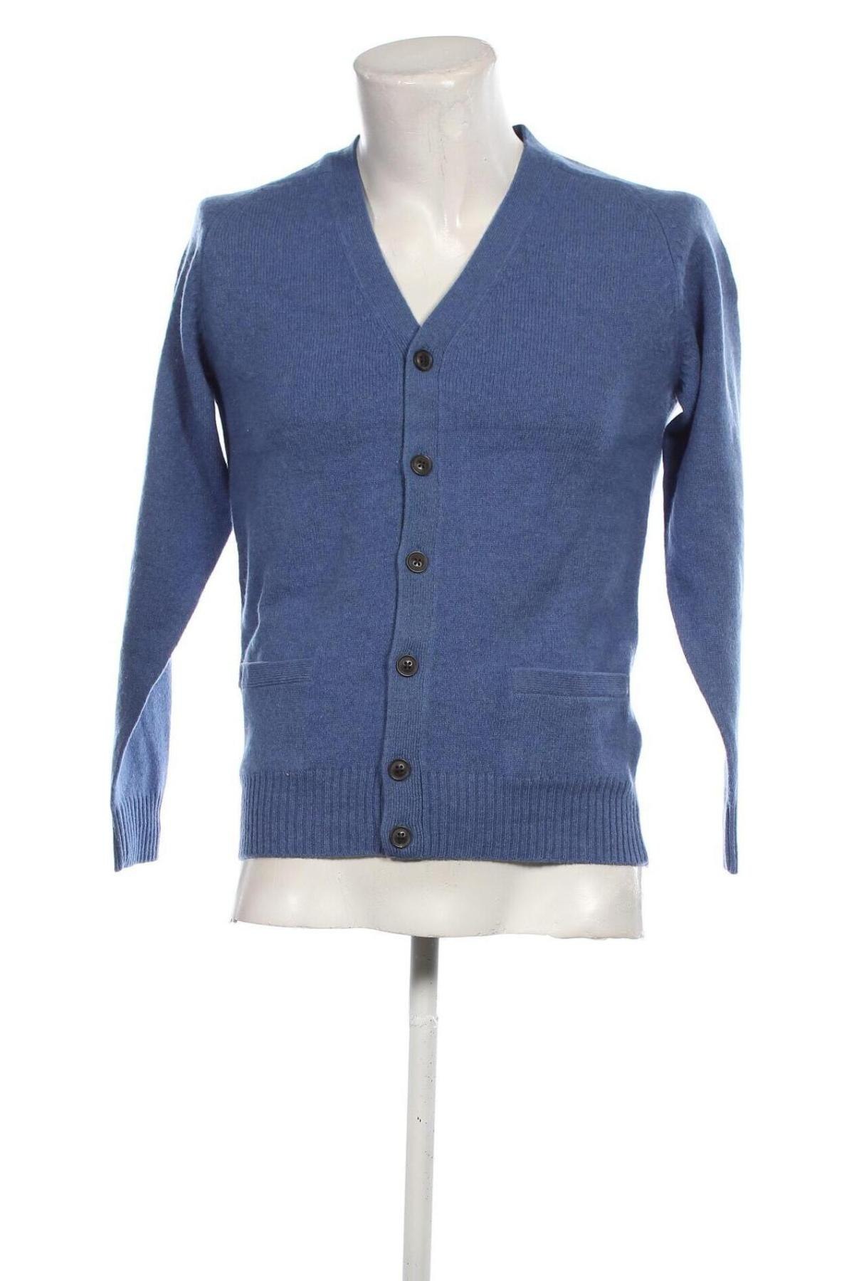 Herren Strickjacke Lambswool, Größe S, Farbe Blau, Preis € 7,49