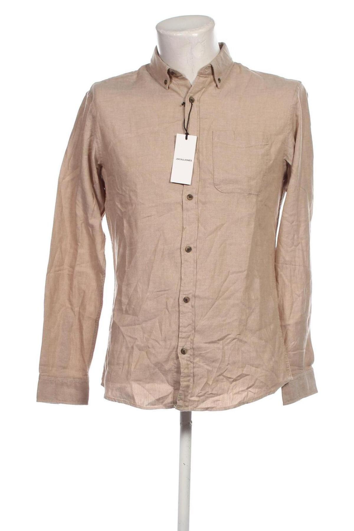 Herrenhemd Jack & Jones, Größe M, Farbe Beige, Preis € 10,99