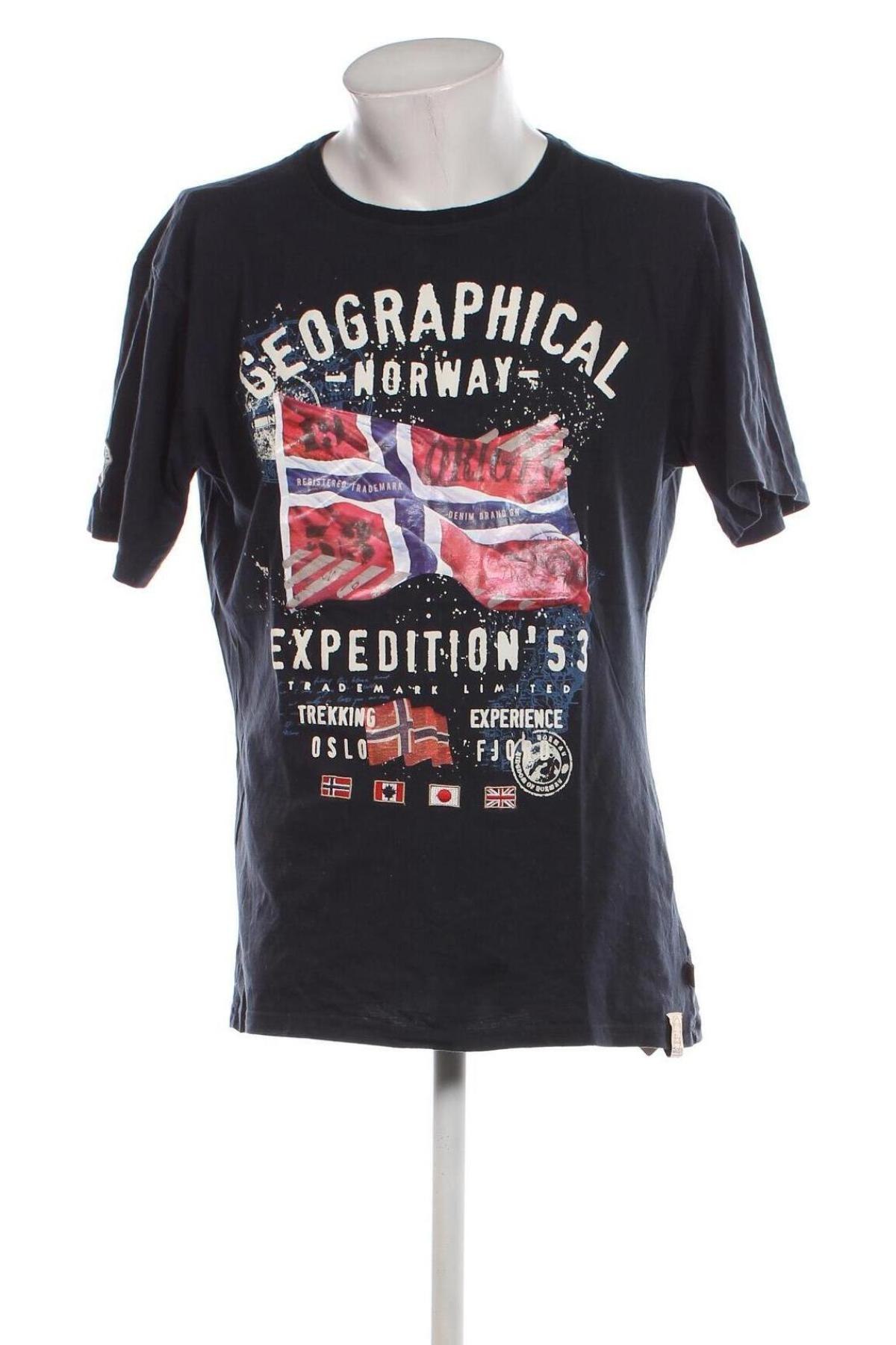 Tricou de bărbați Geographical Norway, Mărime XXL, Culoare Albastru, Preț 86,73 Lei