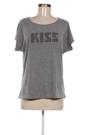 Γυναικείο t-shirt Kiss, Μέγεθος M, Χρώμα Γκρί, Τιμή 10,99 €