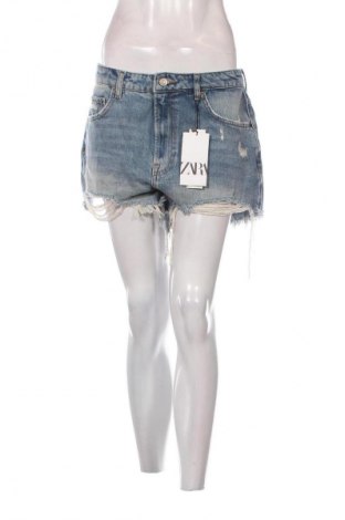 Pantaloni scurți de femei Zara, Mărime L, Culoare Albastru, Preț 130,99 Lei