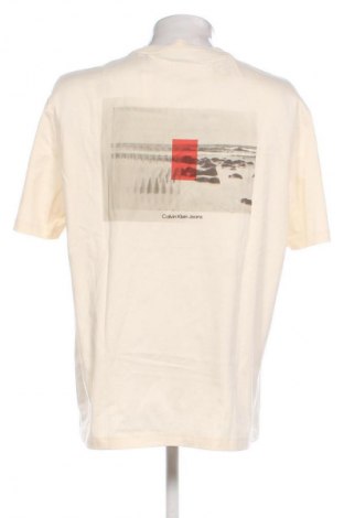 Tricou de bărbați Calvin Klein Jeans, Mărime L, Culoare Ecru, Preț 241,99 Lei