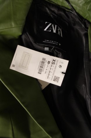 Geacă de piele pentru femei Zara, Mărime XS, Culoare Verde, Preț 305,92 Lei