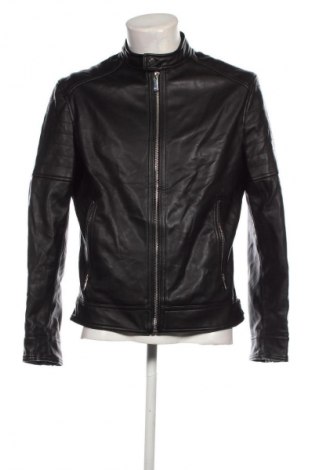 Мъжко кожено яке Zara, Размер L, Цвят Черен, Цена 38,95 лв.