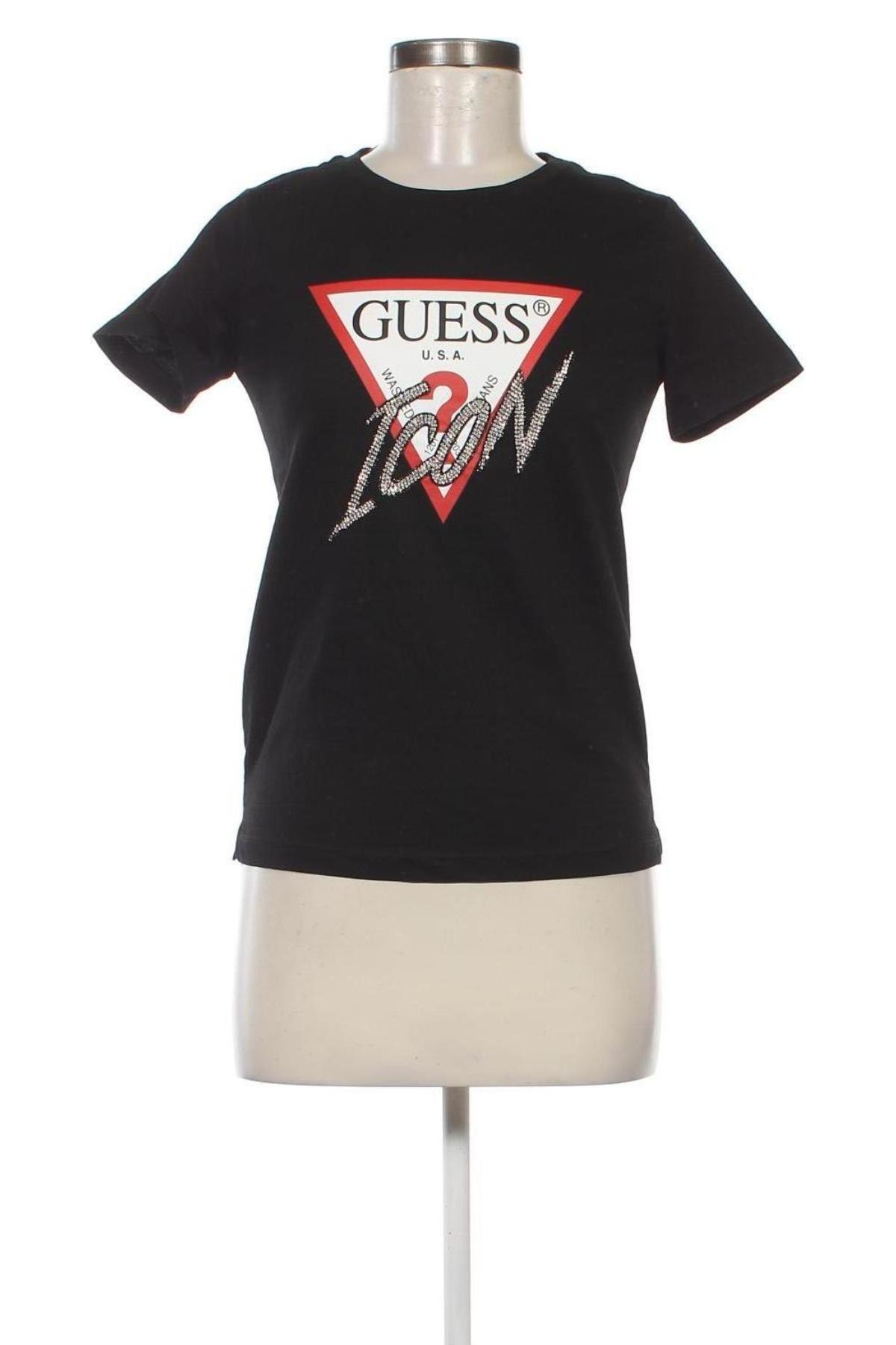 Γυναικείο t-shirt Guess, Μέγεθος XS, Χρώμα Μαύρο, Τιμή 37,11 €