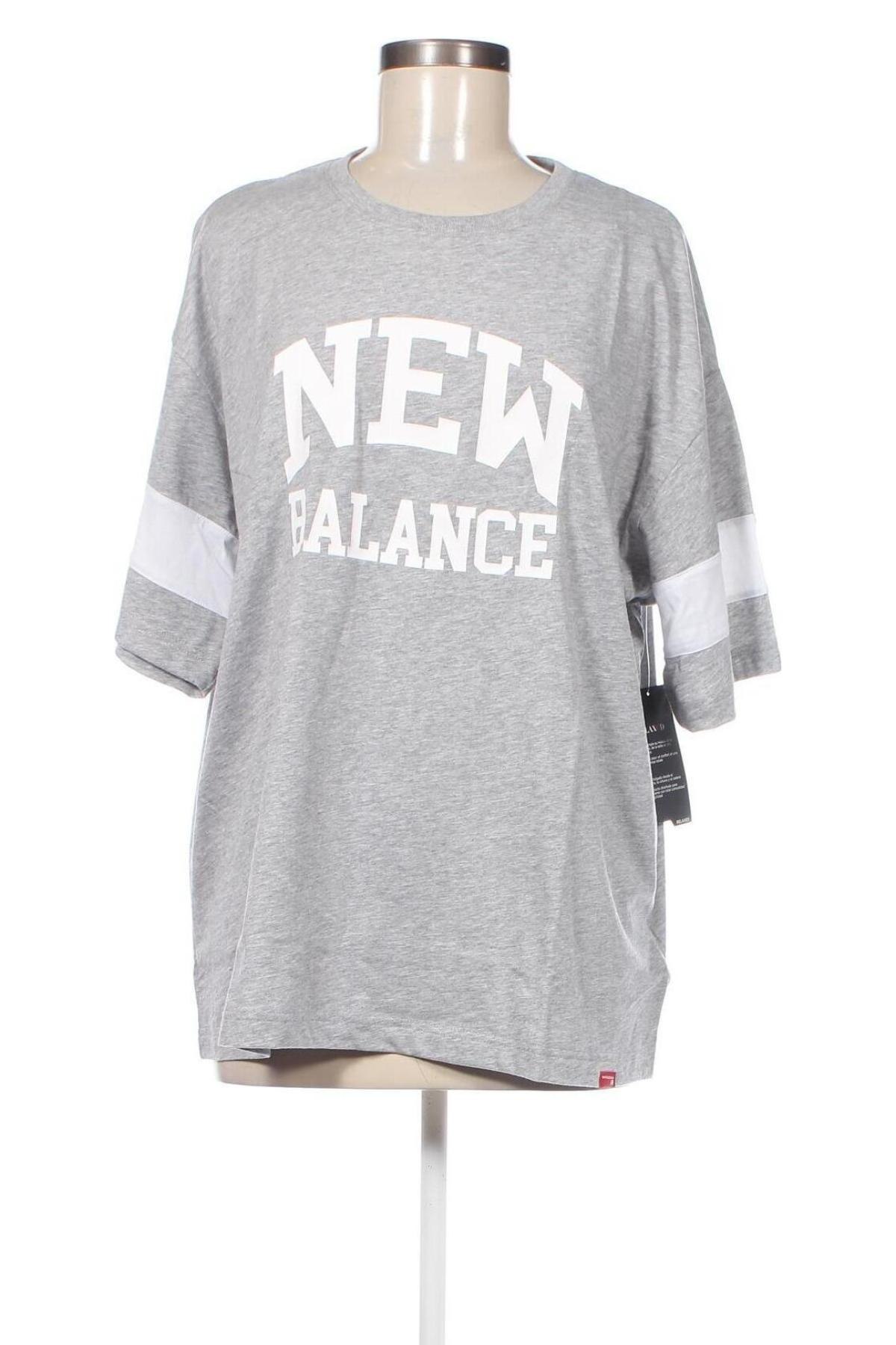 Γυναικείο t-shirt New Balance, Μέγεθος L, Χρώμα Γκρί, Τιμή 31,96 €