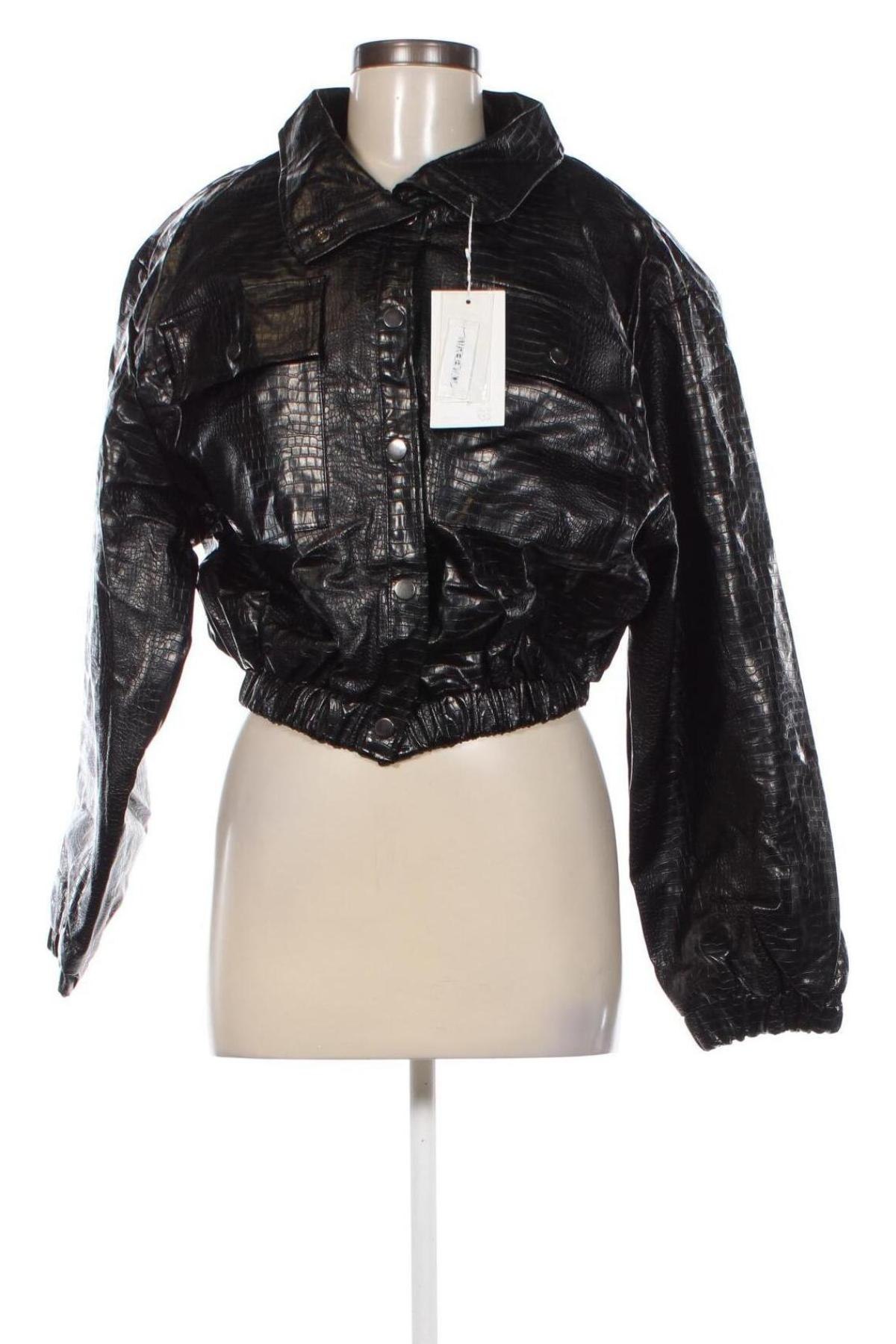 Damen Lederjacke, Größe M, Farbe Schwarz, Preis 10,99 €