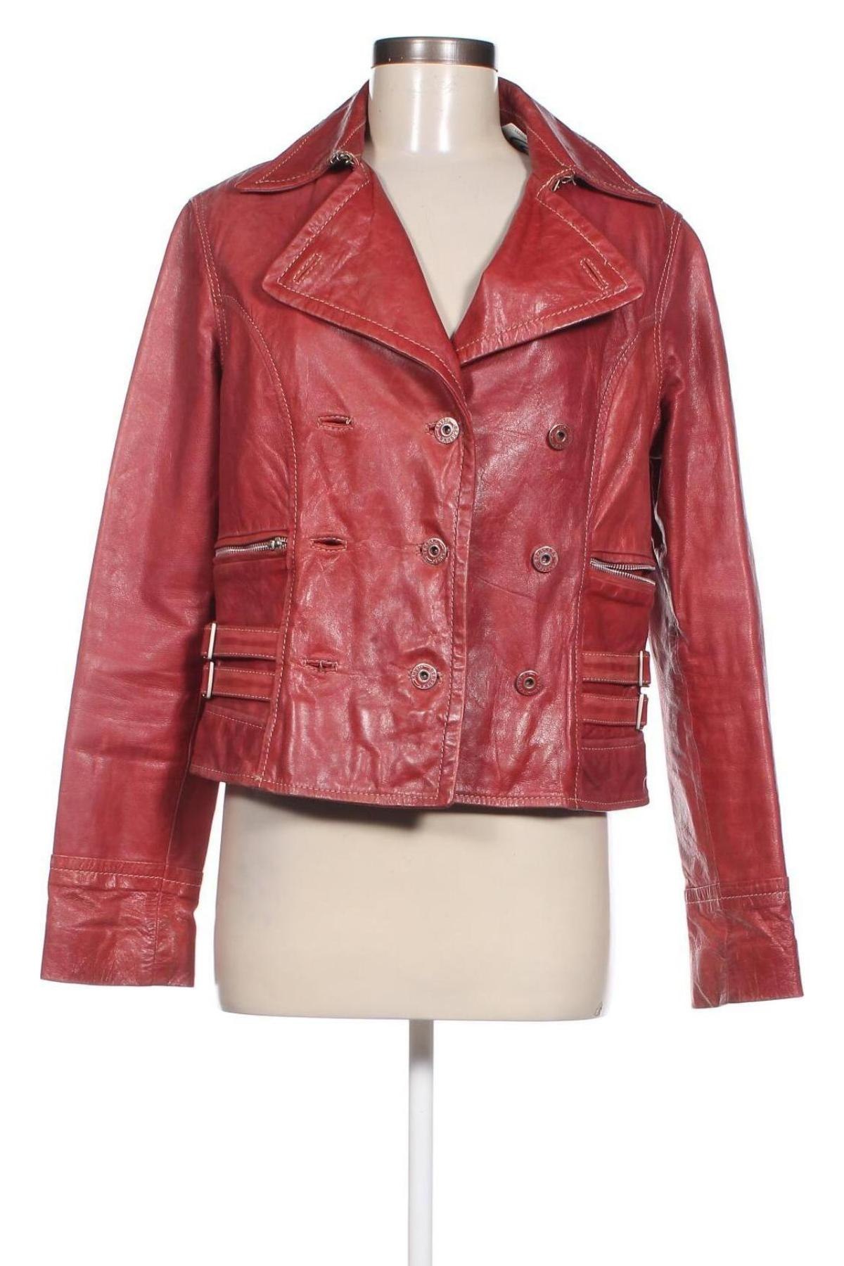 Damen Lederjacke Bershka, Größe L, Farbe Rot, Preis 41,49 €