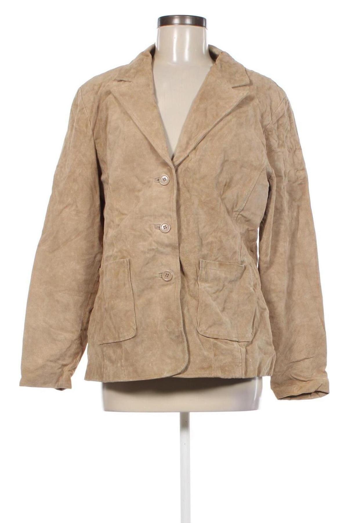 Damen Lederjacke For Women, Größe L, Farbe Beige, Preis 14,49 €