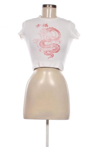 Damski T-shirt Bershka, Rozmiar S, Kolor Biały, Cena 40,45 zł