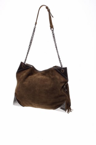 Дамска чанта Stuart Weitzman, Цвят Зелен, Естествен велур, Цена 288,00 лв.