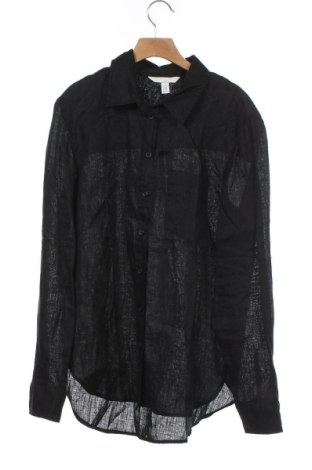 Дамска риза H&M, Размер XS, Цвят Черен, Лен, Цена 26,00 лв.
