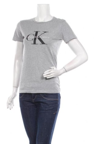 Damen T-Shirt Calvin Klein Jeans, Größe S, Farbe Grau, Baumwolle, Preis 18,09 €