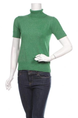 Дамски пуловер, Размер M, Цвят Зелен, 45% вискоза, 35% полиамид, 10% метални нишки, 10% еластан, Цена 33,60 лв.