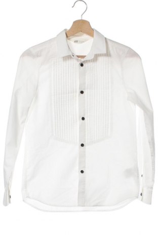 Kinderhemd H&M, Größe 11-12y/ 152-158 cm, Farbe Weiß, 65% Polyester, 35% Baumwolle, Preis 14,61 €
