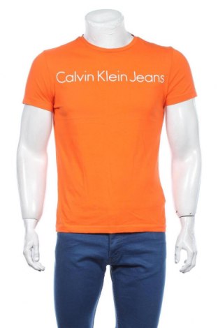 Herren T-Shirt Calvin Klein, Größe S, Farbe Orange, Baumwolle, Preis 18,79 €