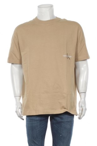 Мъжка тениска Calvin Klein Jeans, Размер XL, Цвят Бежов, Памук, Цена 55,30 лв.