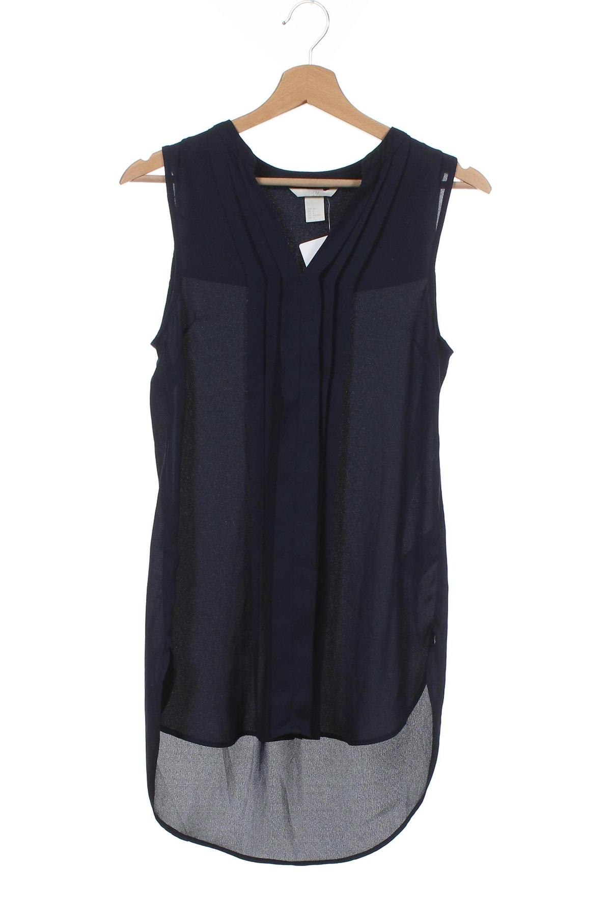 Γυναικείο αμάνικο μπλουζάκι H&M, Μέγεθος XS, Χρώμα Μπλέ, Πολυεστέρας, Τιμή 7,14 €