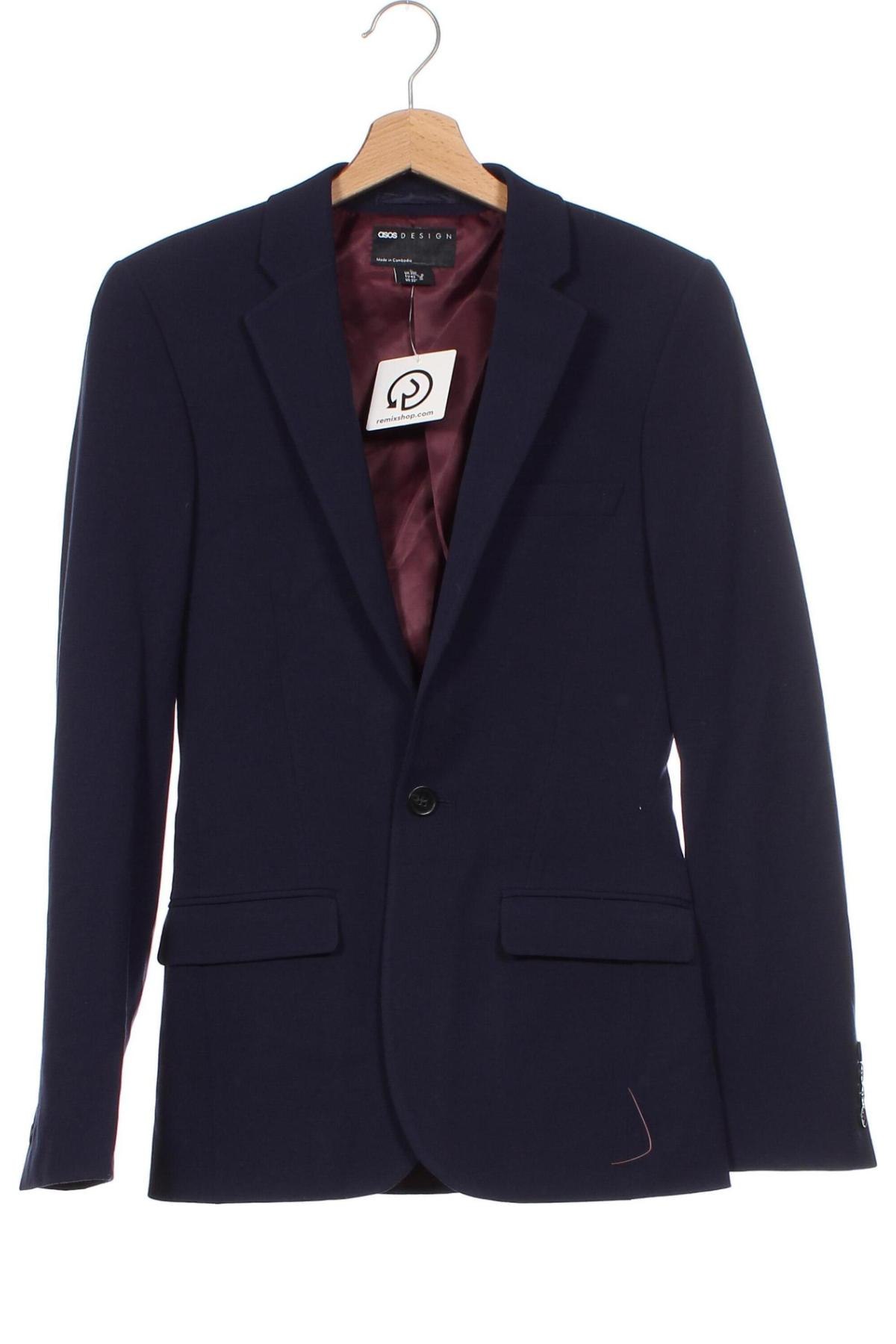 Ανδρικό σακάκι ASOS, Μέγεθος S, Χρώμα Μπλέ, Τιμή 66,49 €