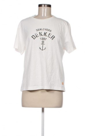 Γυναικείο t-shirt Dekker, Μέγεθος L, Χρώμα Λευκό, Τιμή 15,49 €